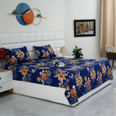3 PCs Double Bed Sheet-Ethnic Flowers